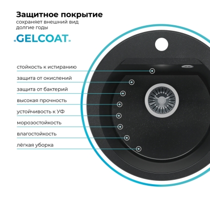 Мойка кухонная POLYGRAN ATOL 460 (космос №316)